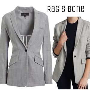 RAG & BONE Grey Andre checked 💯 wool blazer S